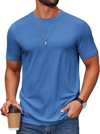 COOFANDY Mens T Shirt Short Sleeve Cotton Blend T-Shirts Crew Neck Casual Summer Basic Tee Shirts