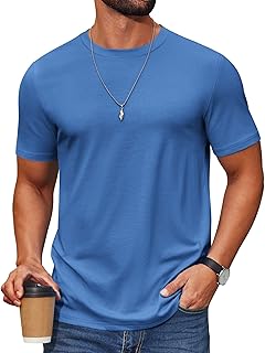 COOFANDY Men's T Shirt Short Sleeve Cotton Blend T-Shirts Crew Neck Casual Summer Basic Tee Shirts