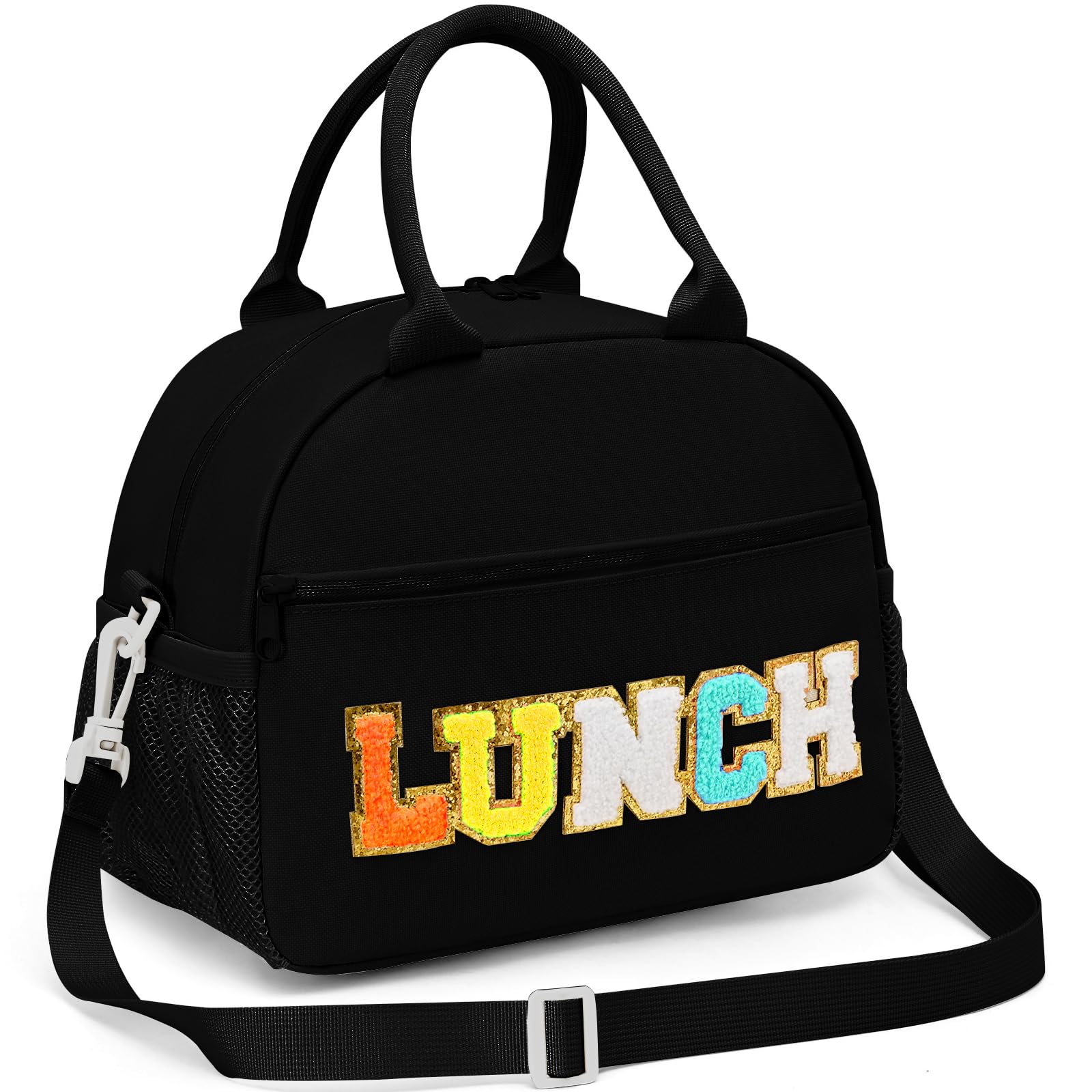 Beaulyn Preppy Girls Lunch Bag, Girls Insulated Lunch Box with 10L Large Capacity, 4 Pockets, Detachable Shoulder Strap & Sturdy Handle, Easy to Clean & Carry, Ideal Packed Lunchbox for Teens & Women