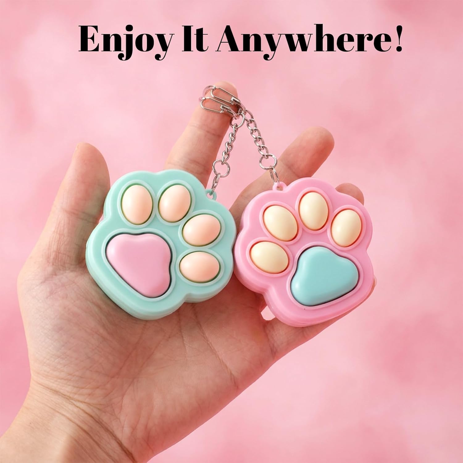 3 Pcs Cat Paw Fidget Toys Fidget Keychain, Cat Paw Clicker Toys Mini Sensory Toy Cute Mini Fidgets for Relief Anxiety and Stress Relief