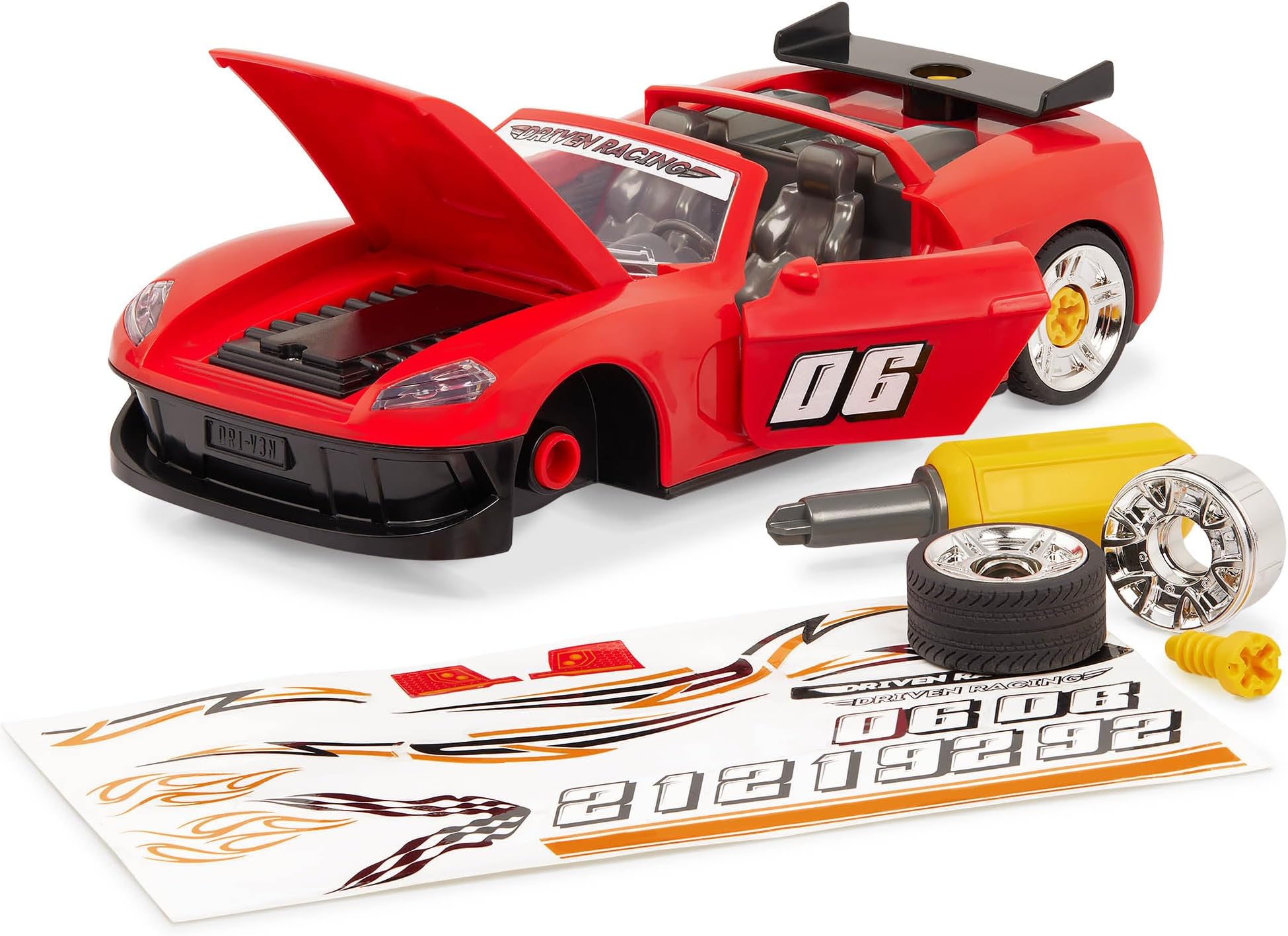 Take-Apart Sports Car Playset 34pc Red Toy Car STEM Toy with Mini Tool Lights & Sounds 3 Years +