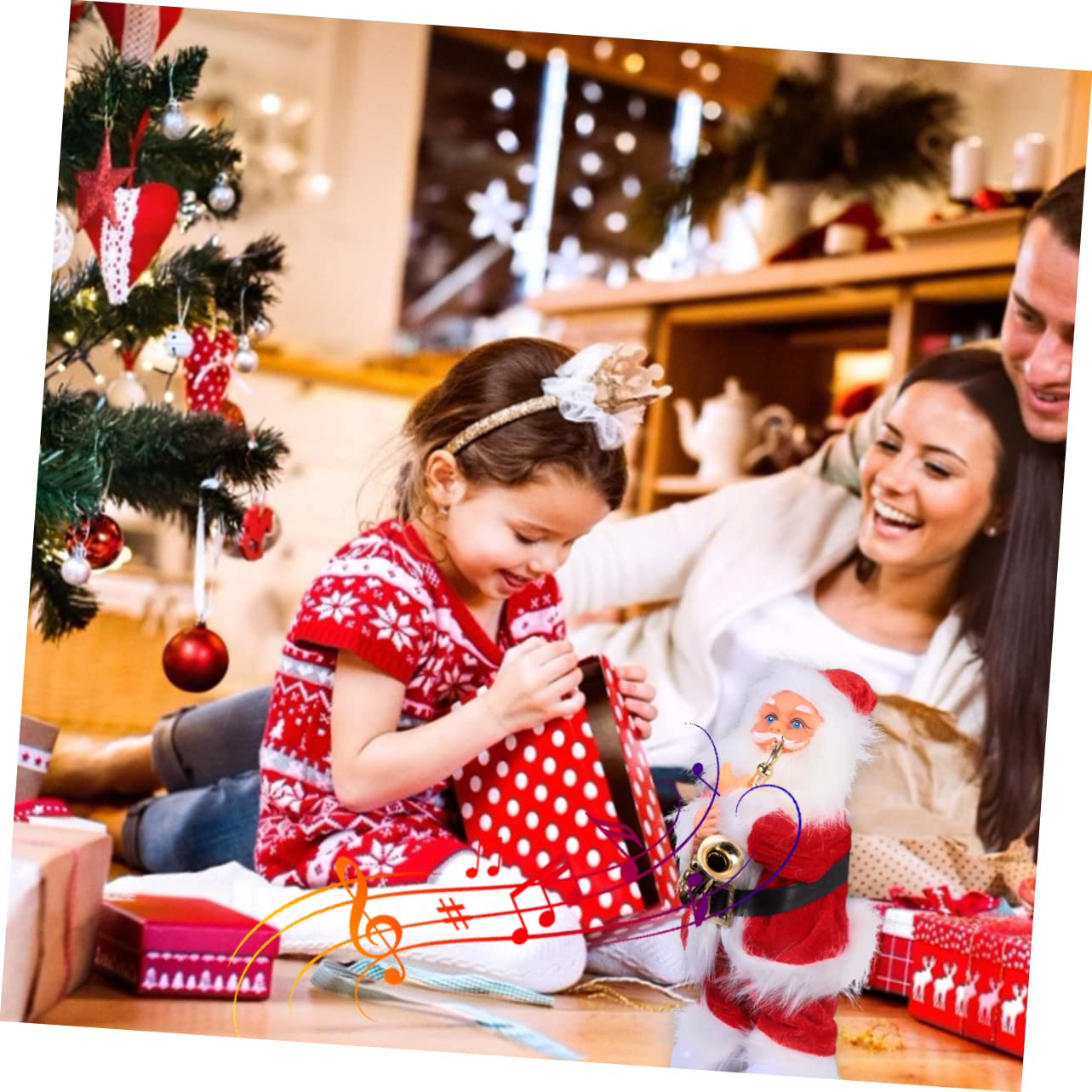 ORFOFE Papá Noel Eléctrico De 30 Cm Muñeco De Peluche De Santa Claus Navidad Santa Claus Figura Juguete De Navidad para Niños Juguetes De Natividad para Niños Muñeca De Papá Noel Franela