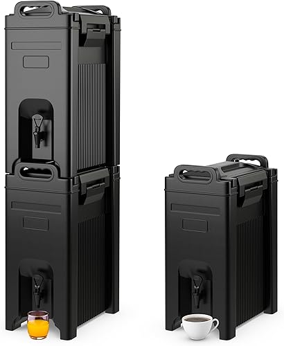 COSTWAY Dispensador de bebidas aislado, servidor de bebidas calientes y hielo de 5 galones con asas para catering, material LLDPE de grado