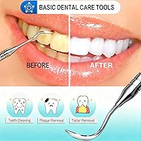 Vista 4 de Herramientas dentales, palillo dental para limpieza de dientes, kit de higiene de acero inoxidable con raspador de dientes, removedor de placa