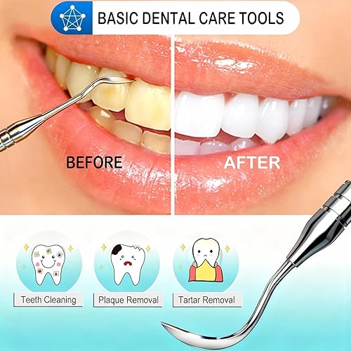Miniatura 4 de Dental Tools, Dental Pick for Teeth Cleaning, Stainless Steel Hygiene Kit with Tooth Scraper Plaque Tartar Remover - with Case