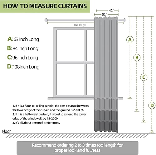 Miniatura 6 de Cortinas traslúcidas, lisas y suaves con bolsillo para barra, cortinas de película que debilitan la luz solar, juego de 2 paneles (52 pulgadas de