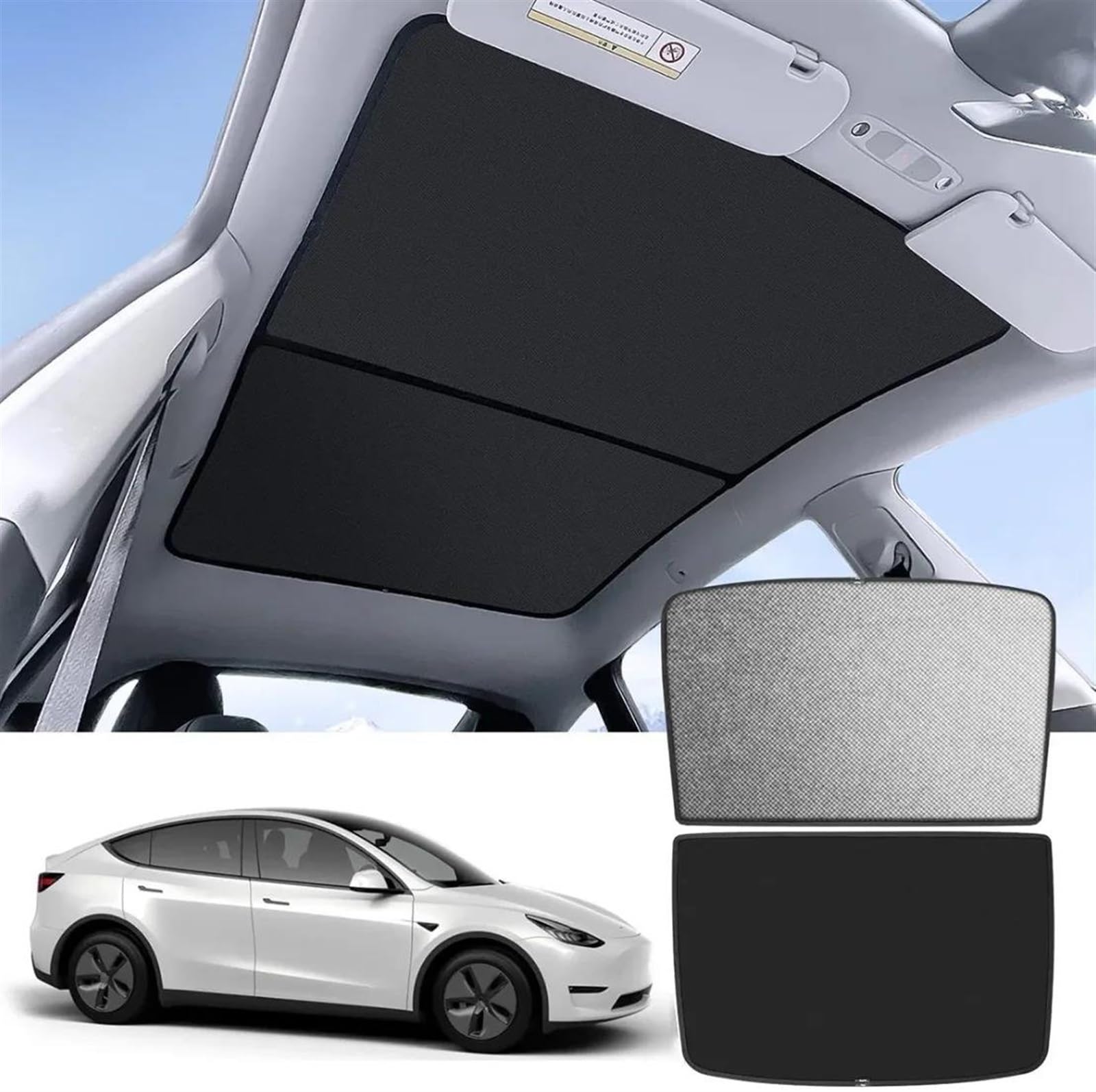 Cortinillas Coche Parasol De Techo De Cristal para Ventana De Esquina Trasera, para Tesla, para Modelo Y Parasol Ventana Coche(Negro)