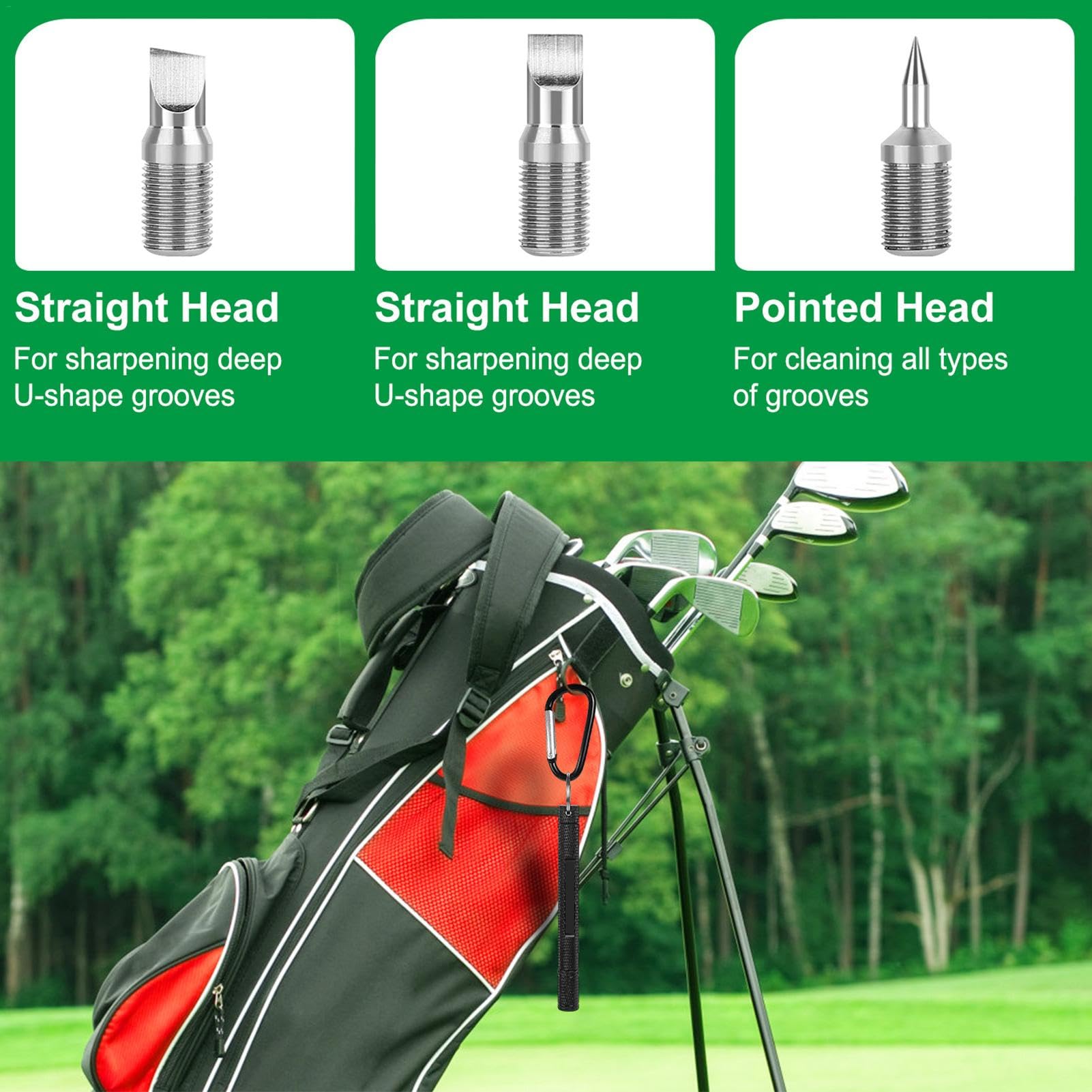 Grinder Golf, Grinder, Golf Wedge Grooving Tool | Accessori per la Pulizia delle Mazze, Pulitore per Ferro da Golf per scanalature a U e V, Produce Un Backspin ottimale