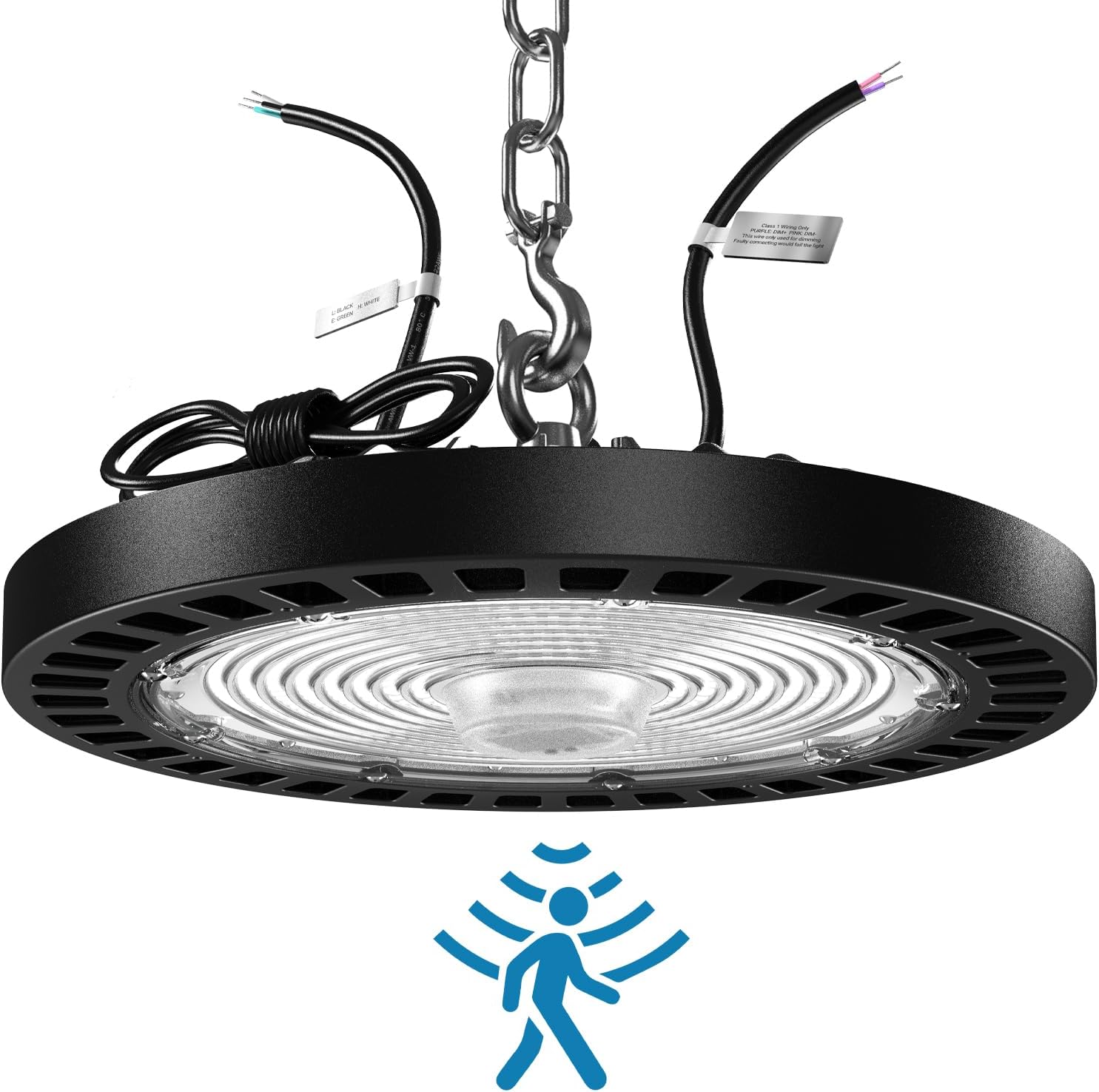 Sunco High Bay LED Shop Light with Motion Sensor, for Garage or Workshops, 240W, 36000 Lumens, 5000K Daylight, Dimmable (0-10V), IP65 Waterproof UL/DLC