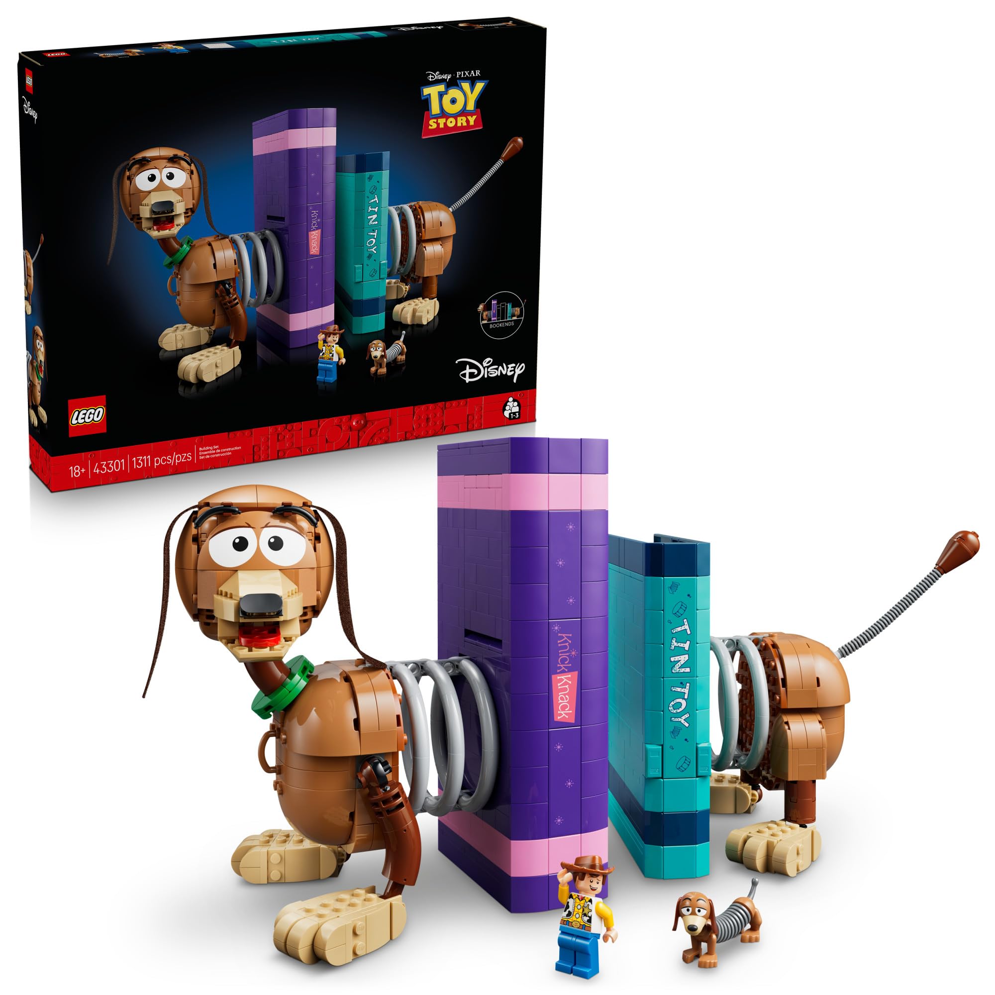 LEGO Disney and Pixar Toy Story Slinky Dog Bookends - Building Set for Adults, Ages 18+ - Disney Gifts for Fans - Bedroom, Shelf or Office Decor - 43301