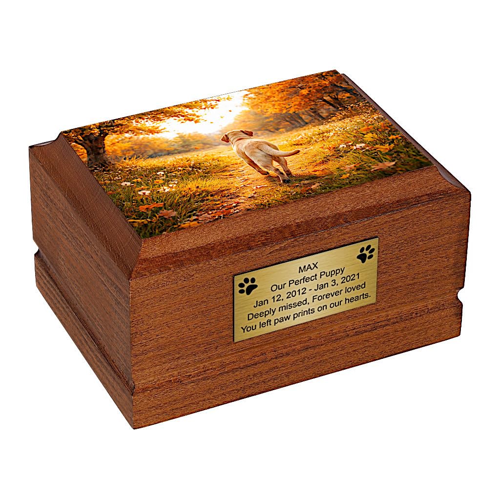 Labrador Dog Cremation Urn for Pet Ashes, Wooden Memorial Tribute for Beloved Companion