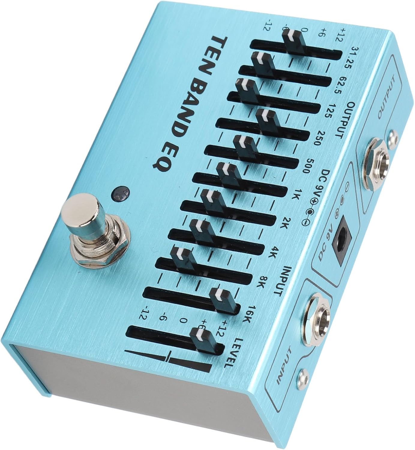 Dioche Band Equalizer 10 — 10-полосный педальный эквалайзер от компании [Brand Name] — высококачественный алюминиевый мини-эффект-эквалайзер для бас-гитары и электрогитары, True Bypass, 31,25 Гц–16 кГц, 9 В постоянного тока — идеально подходит для