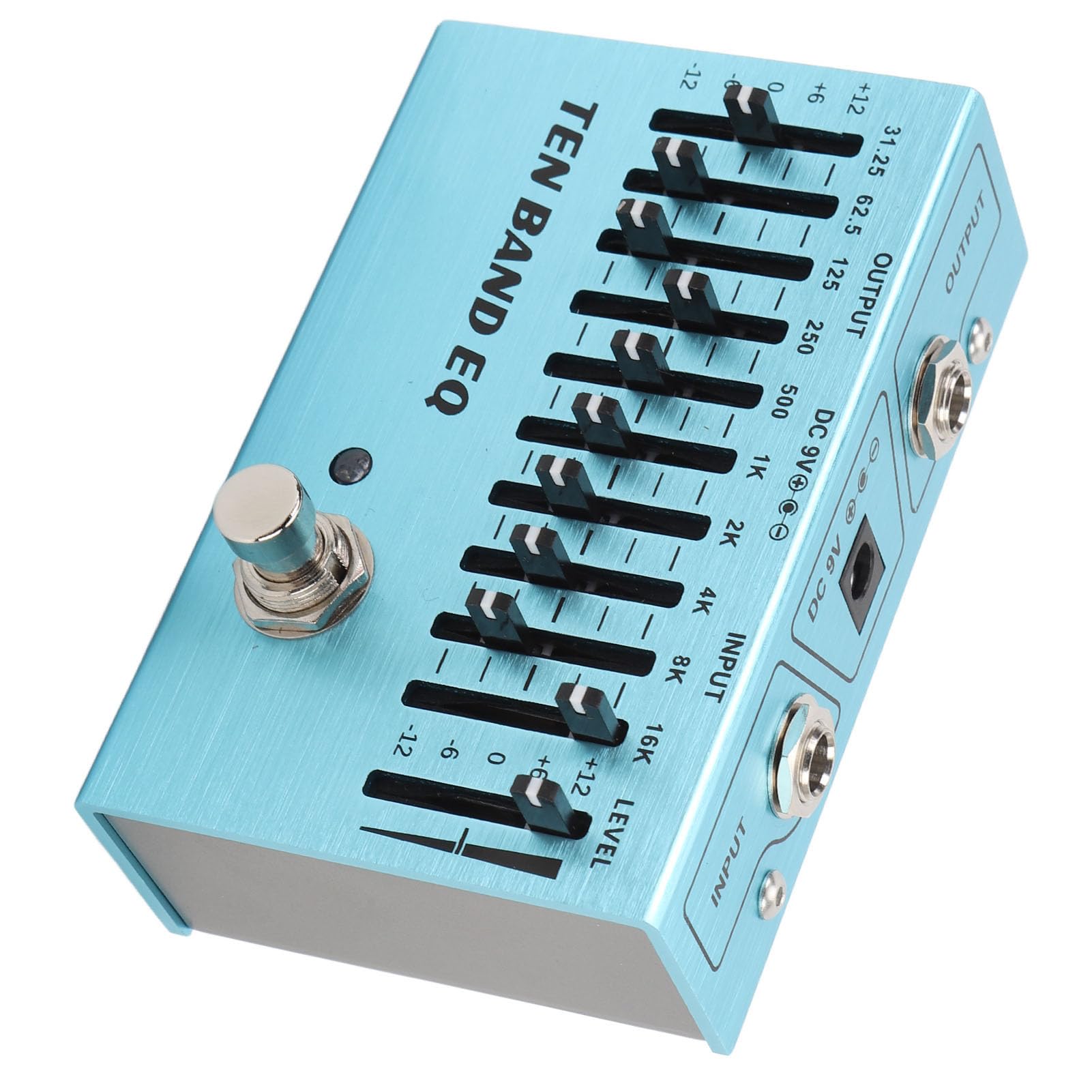 Dioche Band Equalizer 10 10-pasmowy pedał EQ Firmy [Brand Name] — Najwyższej Jakości Aluminiowy Miniefekt Korektora do Gitary Basowej i Elektrycznej, True Bypass, 31,25 Hz–16 KHz, DC 9 V — Idealny dla