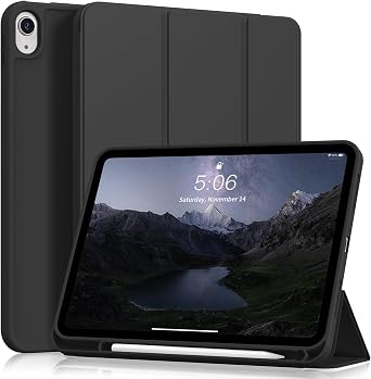 Case for iPad 11th/10th Gen 10.9-11 inch, A16 Case Slim Stand Cover Hard PC Back Auto Wake/Sleep Support Touch ID Compatible with iPad 11/10 A16 Black