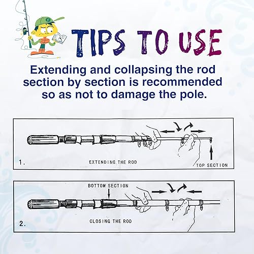 Miniatura 7 de Caña de pesca para niños, bastones de pesca telescópicos portátiles para niños y niñas, kit combinado de caña de pescar y carrete con caja