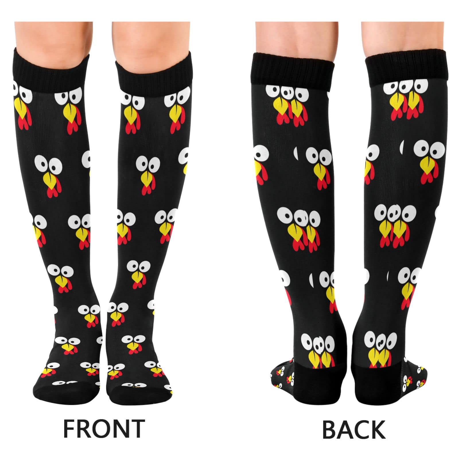 NCRJCZQL Women's and Men's Turkey Face Knee High Athletic Socks Outdoor Sport Socks for Running Hiking Cycling Compression Socks