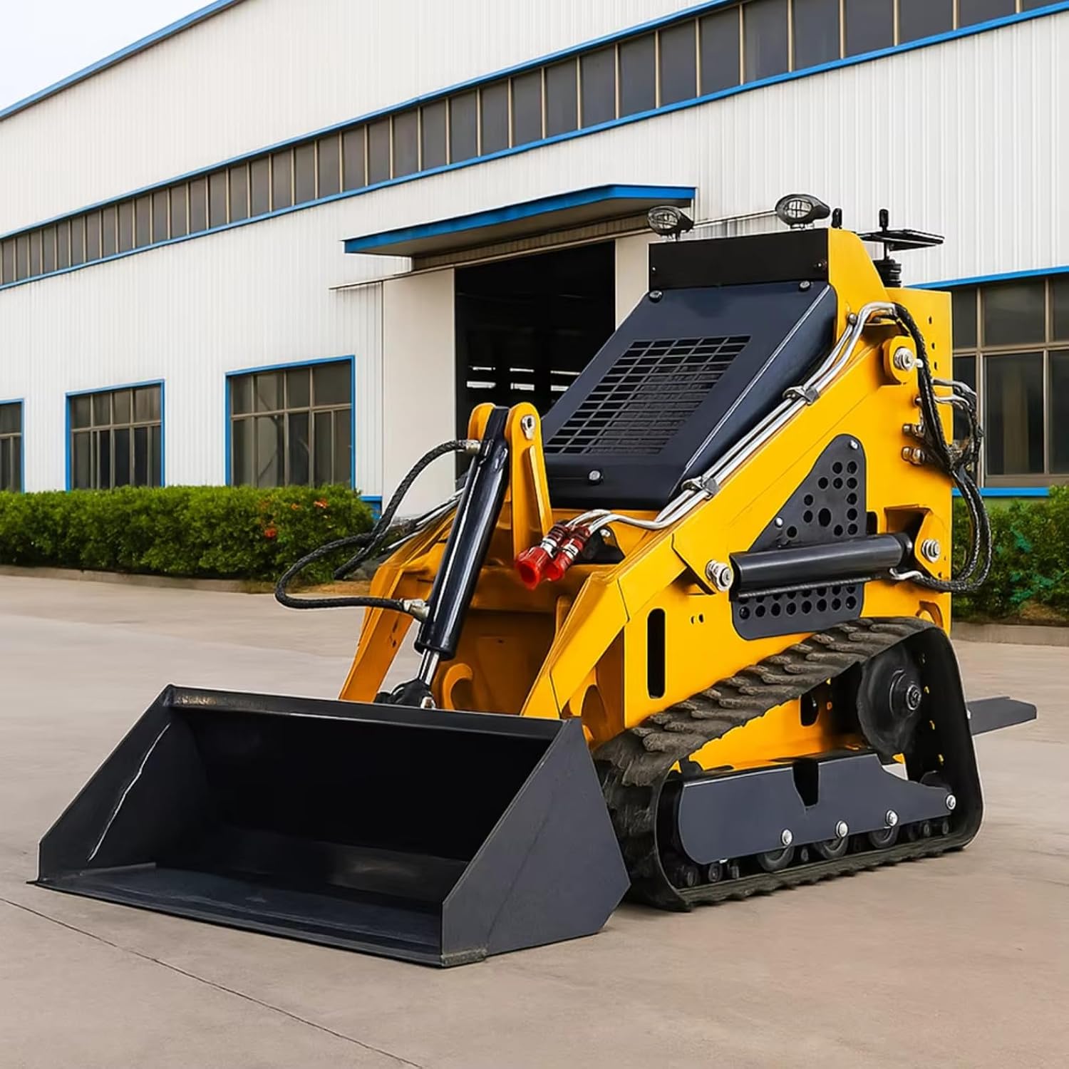 Stand-On Mini Skid Steer Loader Crawler Skid Steer with Quick-Attach Bucket and Forks Compact Skid Steer Loader for Tight Space Farm Work, Orchard Cleaning & Nurseries