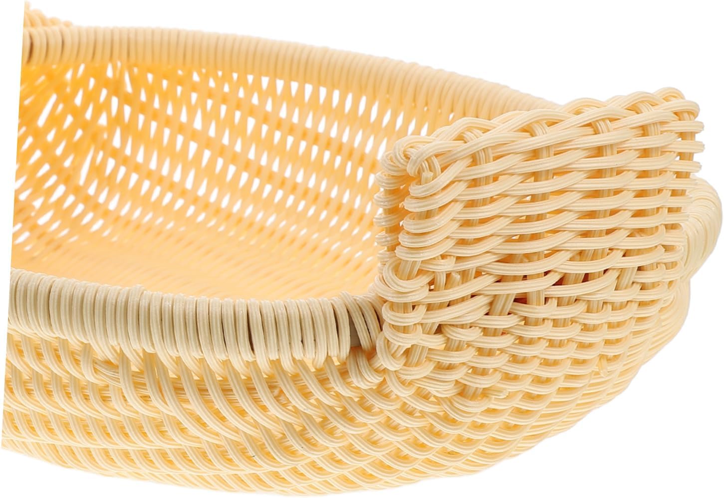 Imitation Rattan Woven Bread Basket Handle Chicken Egg Holder Multipurpose Food Display Basket for Kitchen Counter Rustic Storage Solution