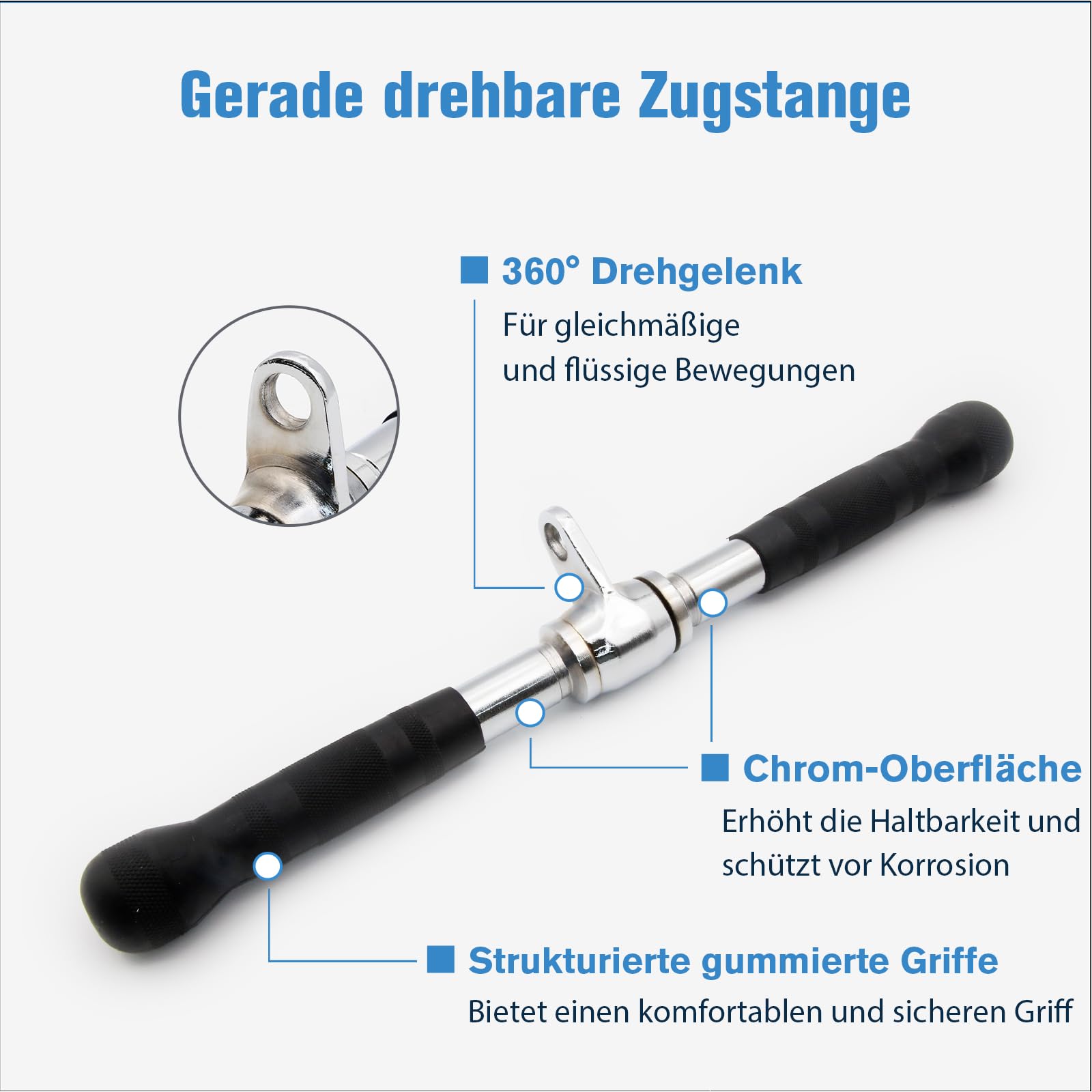 RitFit Set di 4 accessori per macchina con cavi, LAT Pulldown | Include barra a V, corda per tricipiti, impugnatura a doppia D, barra per tricipiti per fitness a casa e palestra