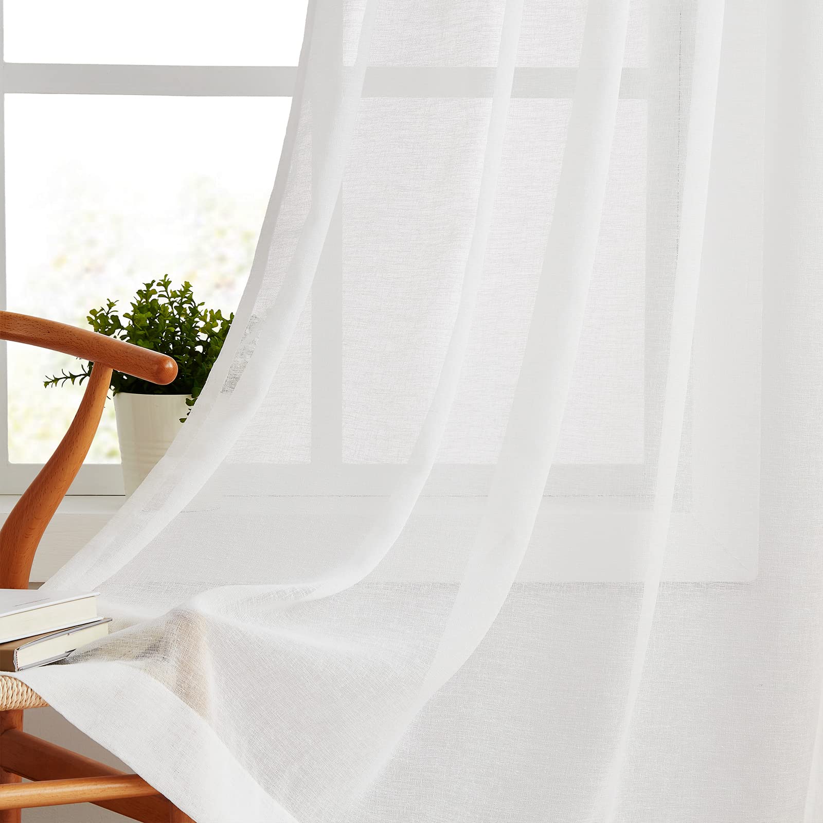 Rideaux transparents en lin blanc pour bloquer les regards indiscrets