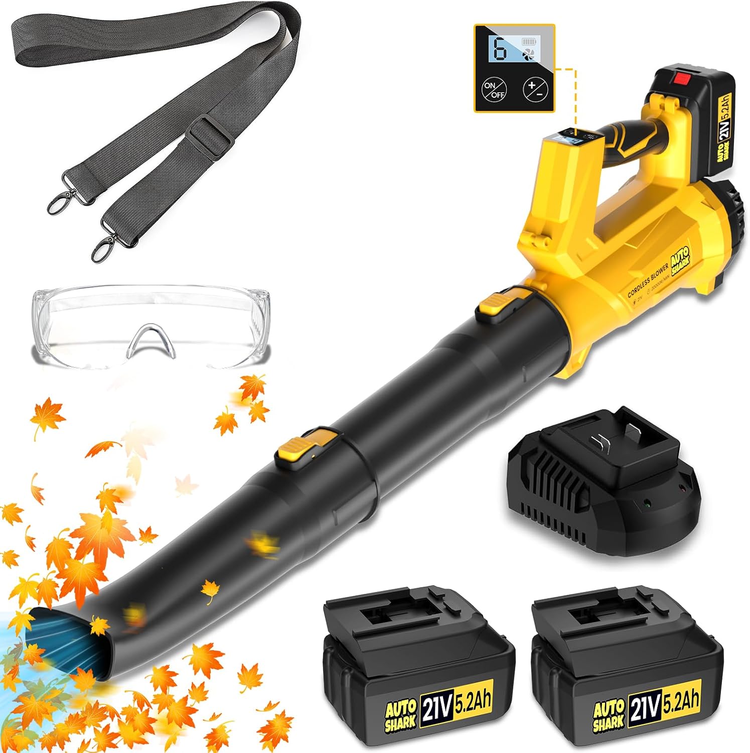 2025 Upgrade Cordless Leaf Blower with 2×4.0Ah Batteries & Fast Charger, 150MPH 500CFM Powerful Cordless Blower, 6-Speed, for Lawn, Yard, Leaves Cleaning