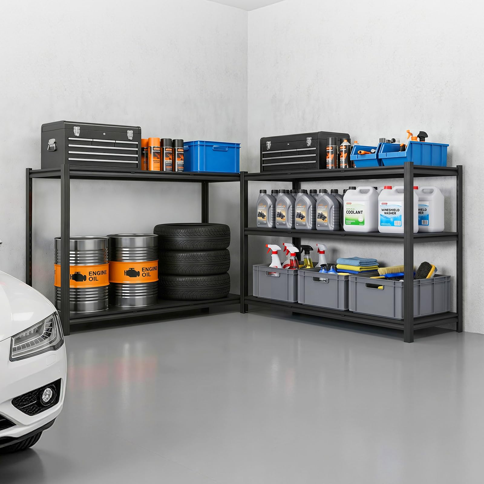 VEVOR Étagère de Rangement, 5 Niveaux Réglables, Étagère Charge Lourde Modulable 1230x522x1813 mm, Capacité de Charge Totale 1360,8 kg, Rayonnage Métallique pour Atelier, Garage, Entrepôt et Cave