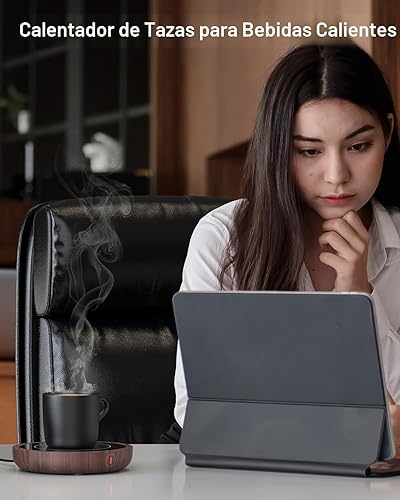 Miniatura 8 de SWEETFULL Calentador de taza de café, calentador eléctrico de 36 W para escritorio con 3 ajustes de temperatura, calefacción avanzada con control de
