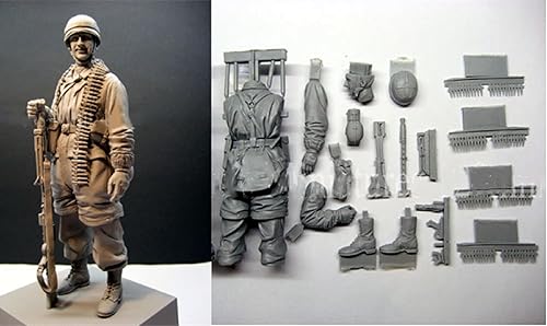 Miniatura 5 de FCBEL 1/16 Modelo de carácter de resina de 4.724 in de soldados estadounidenses en la batalla de Normandía en la Segunda Guerra Mundial, kit de
