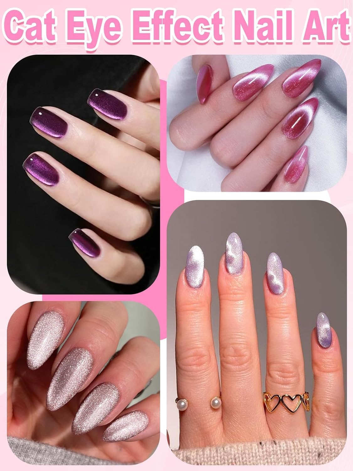 TOROKOM 54PCS Magnétique Cat Eye, 3-en-1 Aimants pour Œil-de-Chat pour Vernis Magnétique, Baguettes Magnétiques Puissantes pour Effets œil-de-chat, accessoires de nail art DIY