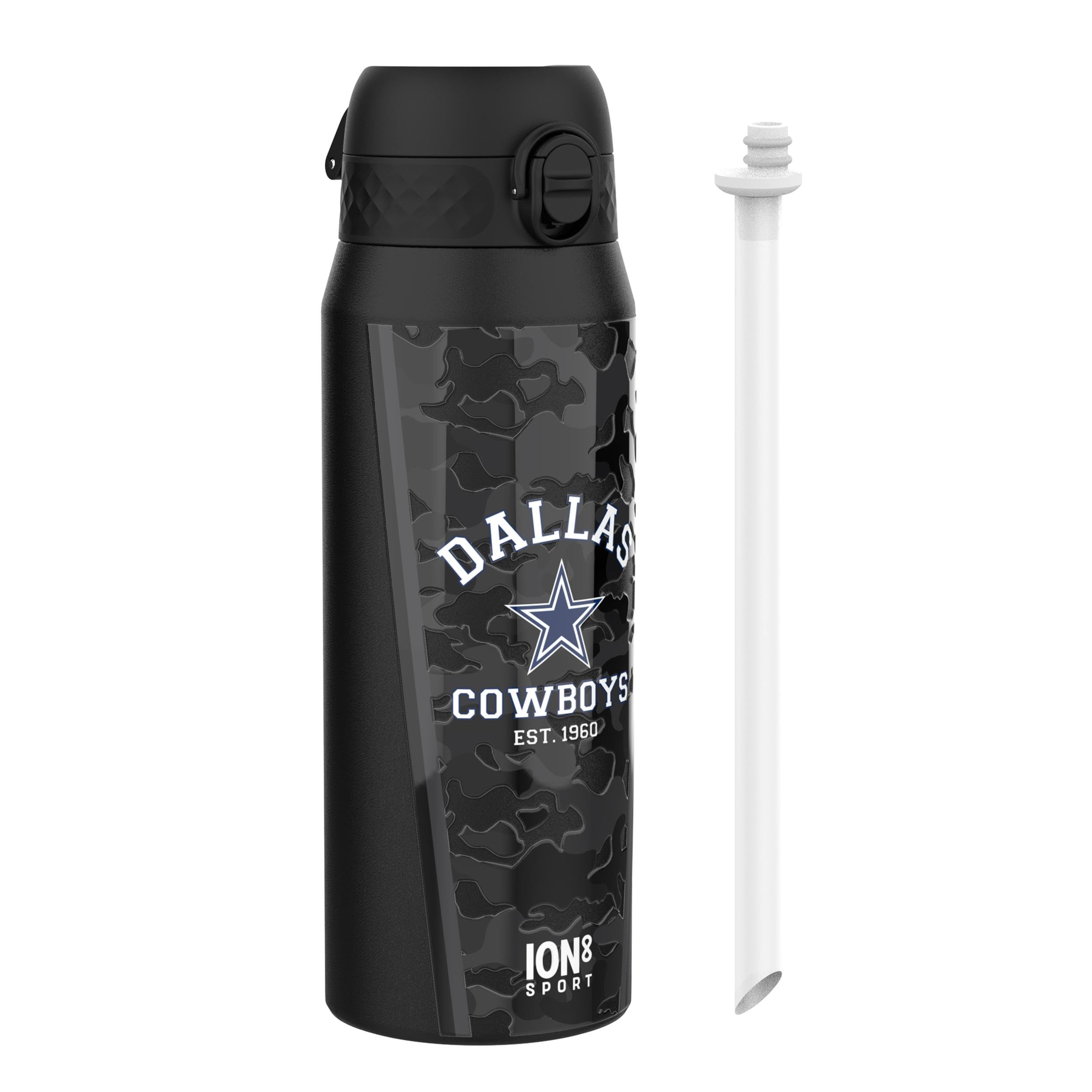 Ion8 NFL Dallas Cowboys Sports Thermal Water Bottle with Removable Straw, 750ml/24oz, Leak Proof Insulated Drinking Bottle, Easy to Open, Secure Lock, Dishwasher Safe, Flip Cover, Metal Water Bottle
