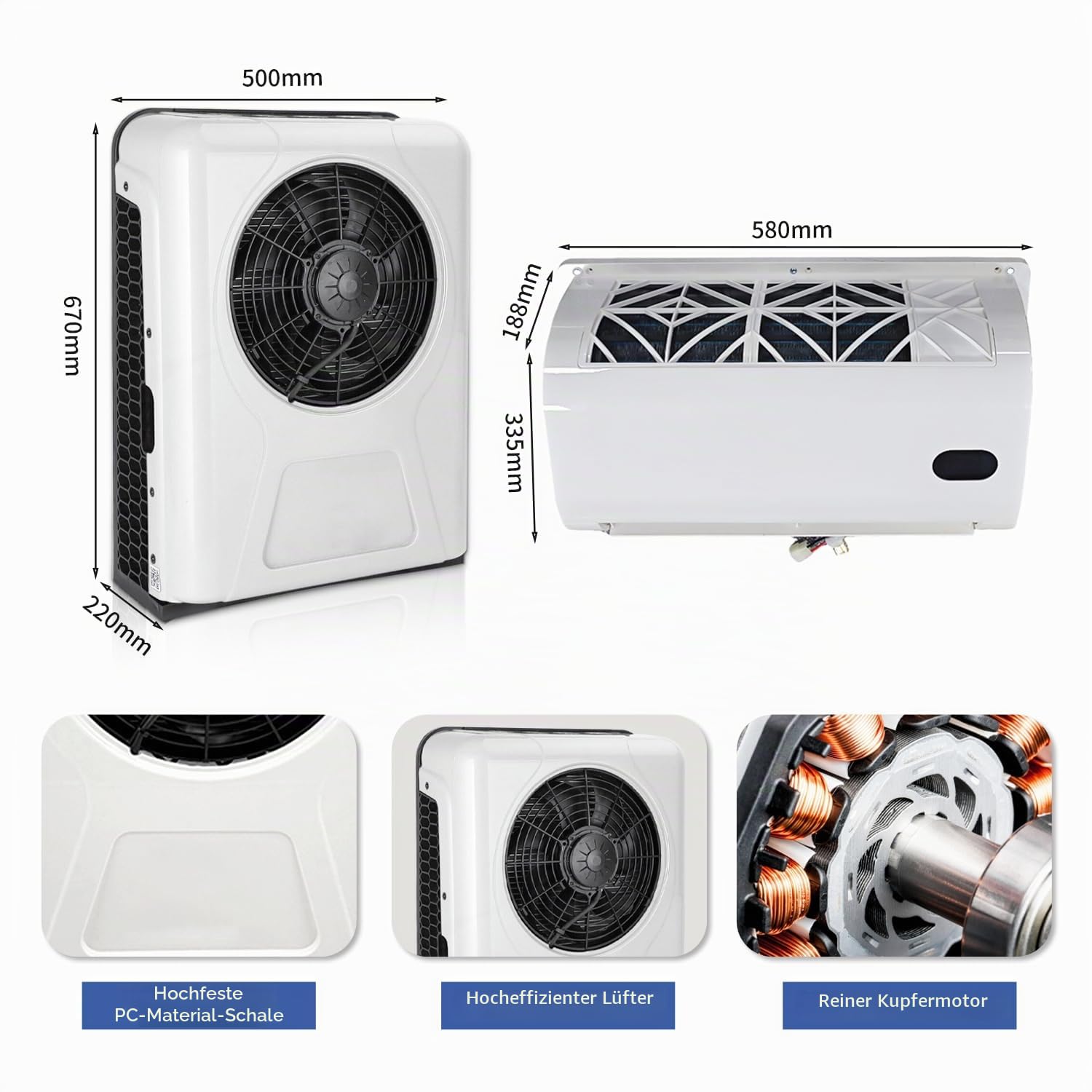 12 V Gleichstrom, Klimaanlage, 10000 BTU, elektrische Parkklimaanlage, geteilte Klimaanlage, 12 Volt, passend für LKW, Capmer, Van, Wohnmobil, Anhänger, Traktor, Wohnmobil, schnelle Kühlung,