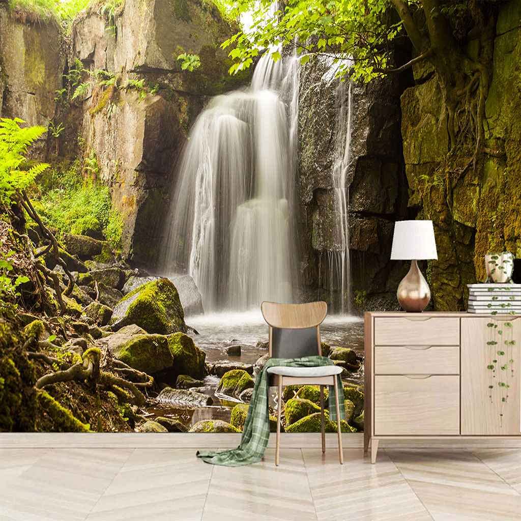 Papier peint canevas 3D paysage de cascade pour salon moderne