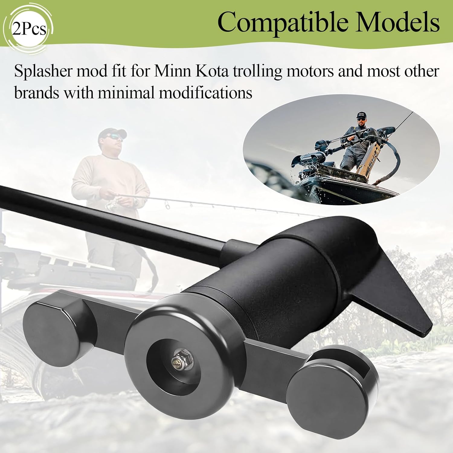 2 Pcs Splasher Mod Compatible with Minn Kota, Fish Attractant Splasher, Boat Trolling Motor Attachment, Prop Splash, for White Bass, Hybrid, Striped Bass Propellor