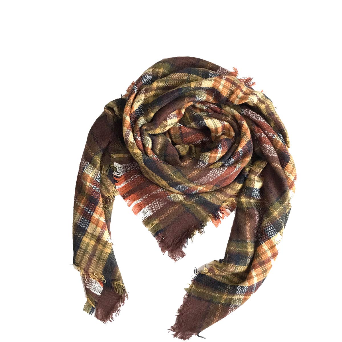 Women's Plaid Blanket Winter Scarf Warm Cozy Tartan Wrap Oversized Shawl Cape