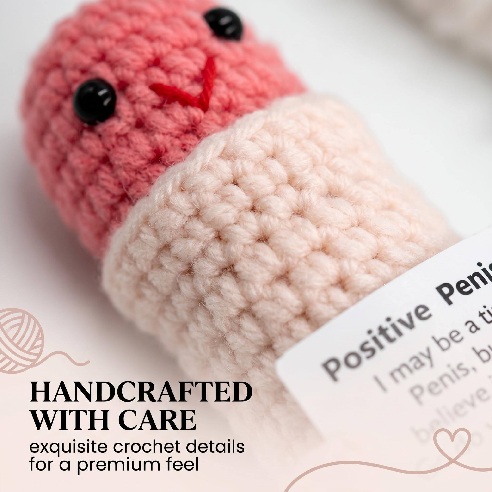 1 Pezzi Pocket Hug Penis, Bambola Del Pene Portafortuna, Mini Simpatico Pene All'Uncinetto, Patate Positive, Regalo Divertente Per Uomini, Piccolo Regalo Per Uomini E Donne(Rosa)