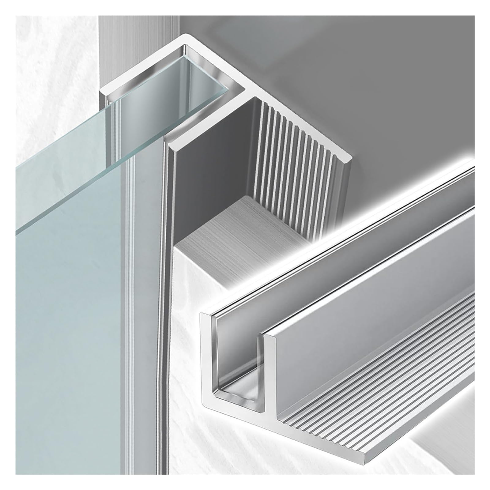 Wysokiej jakości aluminiowe drzwi prysznicowe kanał U 10 mm 12 mm profil mocujący szary uchwyt panelowy do 12 mm s idealny do łazienki i hotelu Renovats & Design