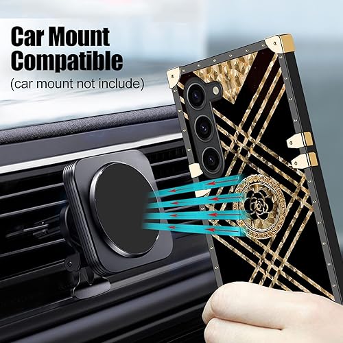 Miniatura 6 de KuDiNi Funda para S23 Plus, Galaxy S23 Plus para mujer, funda cuadrada a prueba de golpes, TPU retro, elegante, clásico, borde de lujo, protección