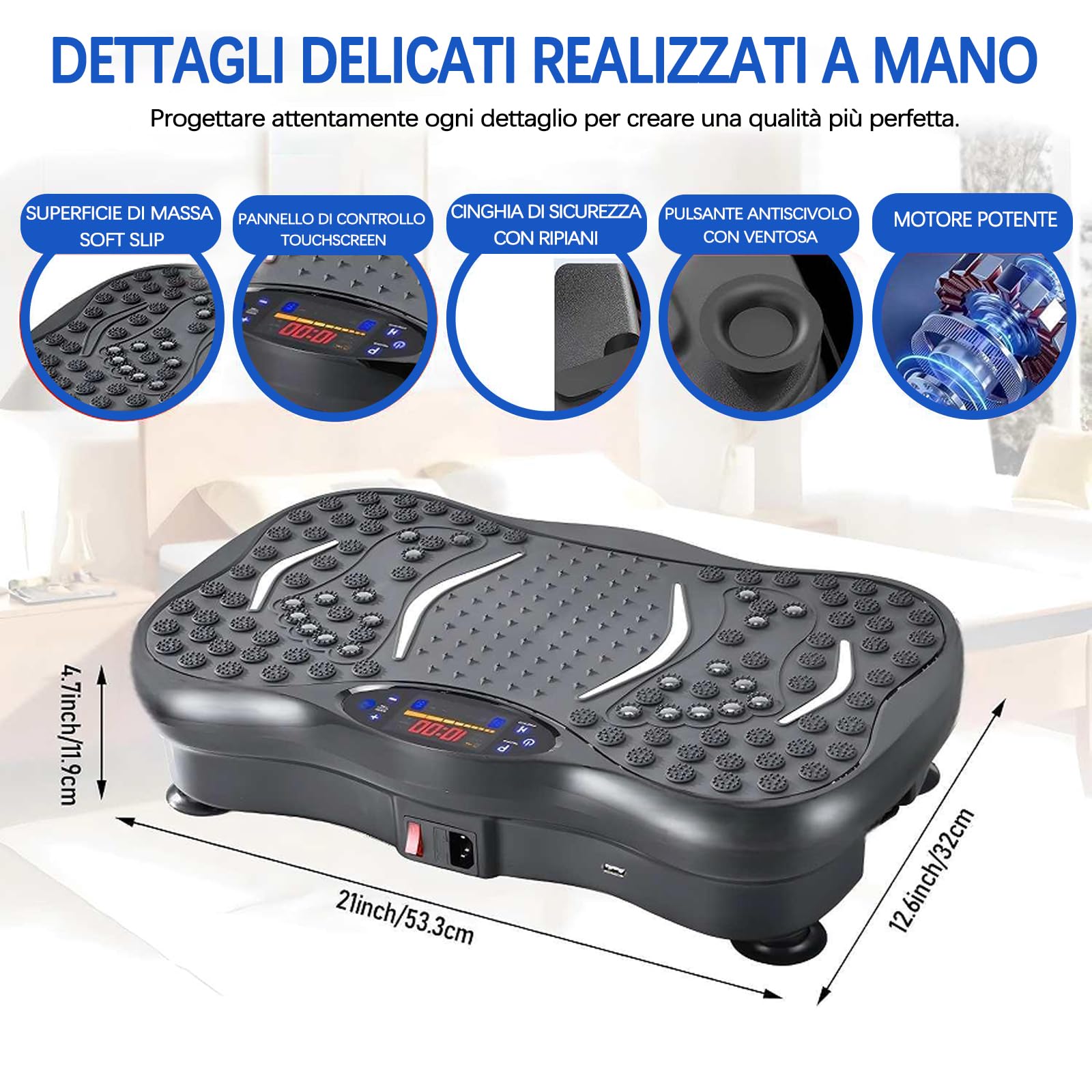 Pedana Vibrante Dimagrante,2025 Aggiornato Piattaforma Vibrante Per il Drenaggio Linfatico, Regolabile a 120 Velocità Con Capacità di 204 kg, Adatta Per Uomini e Donne Per Perdere Peso.