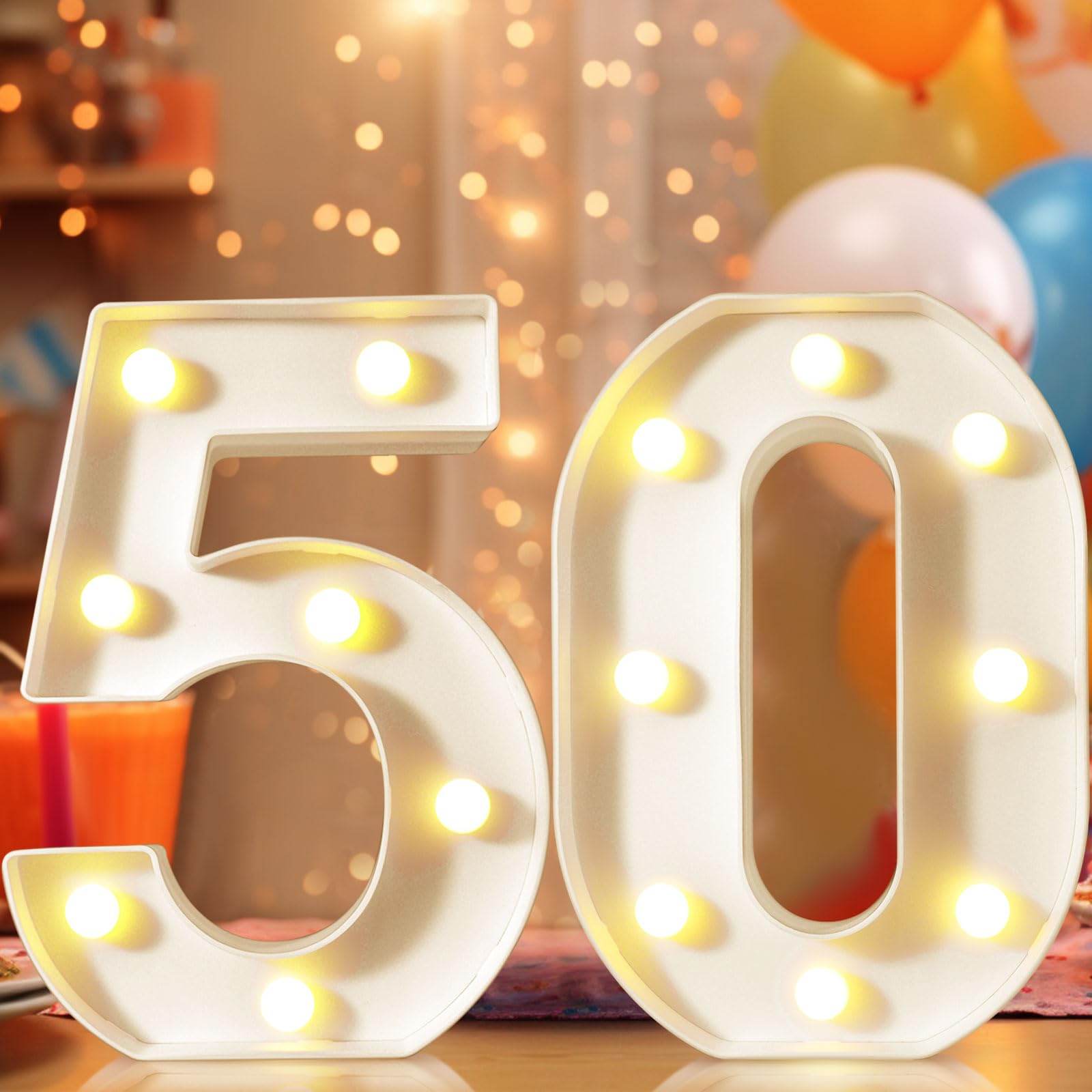 8.8" Decorative LED Light Up Numbers, Marquee Numbers Lights for 7th Birthday Decorations, Lighted Number Sign for Birthday Party Night Lights Wedding Anniversary Home Wall Decor, White Number 7 — view 36