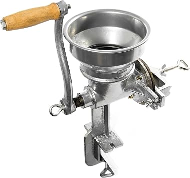 Biltek Professional Manual Grain Grinder - Table Clamp Corn Mill with Hopper, Cast Iron