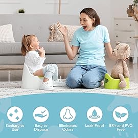 TidyTots Disposable Liners and Pads Compatible with OXO 2-in-1 Go Potty Chair for Potty Training Toddlers | Combo Travel Pack of 32 Potty Liners and 32 Absorbent Pads | Keeps Potty Seat Clean