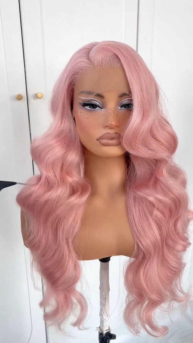 Amazon.com : MITIMES 13x6 Pink Wigs Glueless HD Lace Front  display picture 1