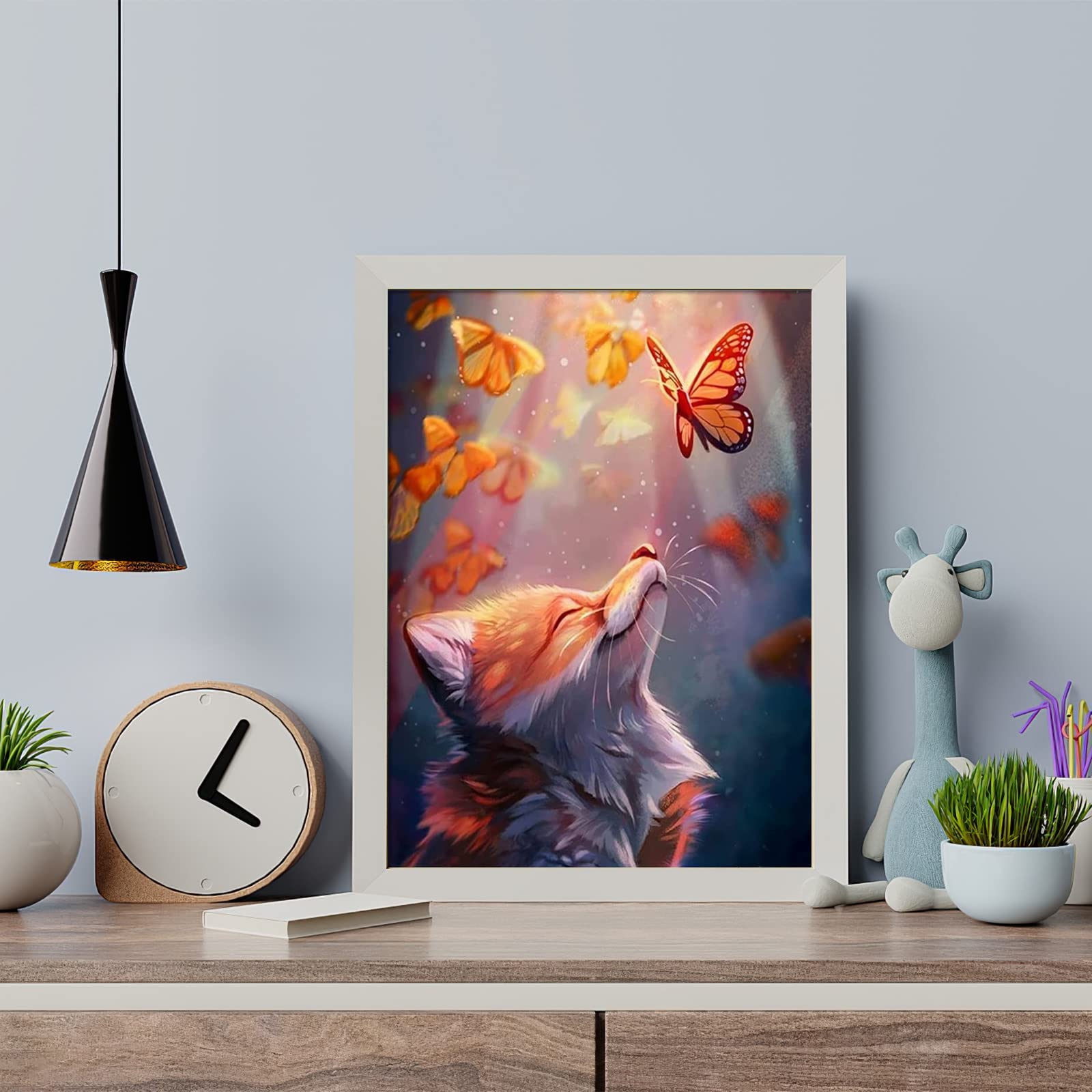 Pittura Con I Numeri Per Bambini - Volpe Con Cornice 20x20 Cm E Cavalletto - Kit Fai Da Te Per Età 5-10 Anni