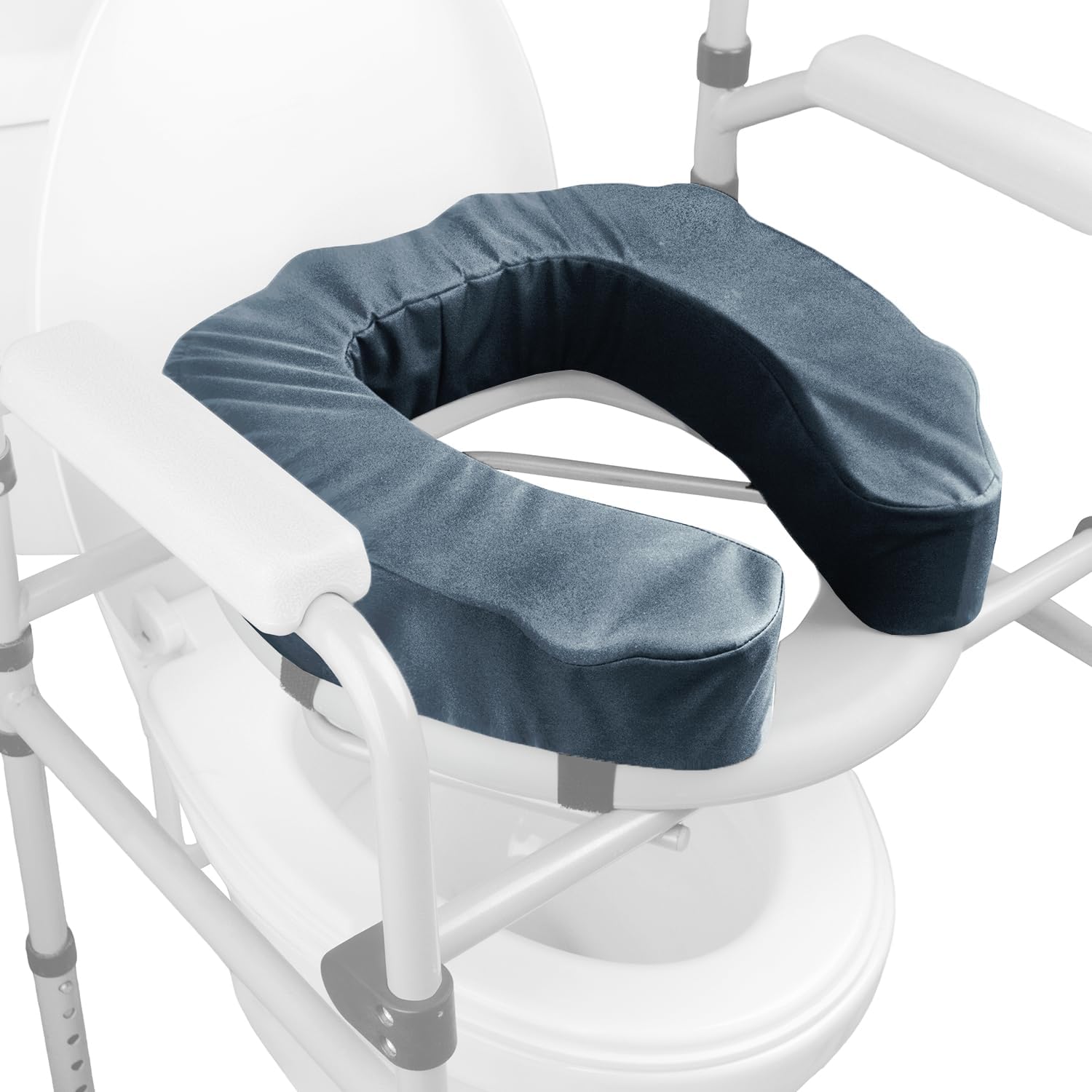 Raised Toilet Seat Cushion for Elderly - Adds 2 inches - Commode Seat Cushion Padded Toilet Seat Riser with High-Density Foam for Enhanced Comfort & Elevation, Universal Fit (2 inches)