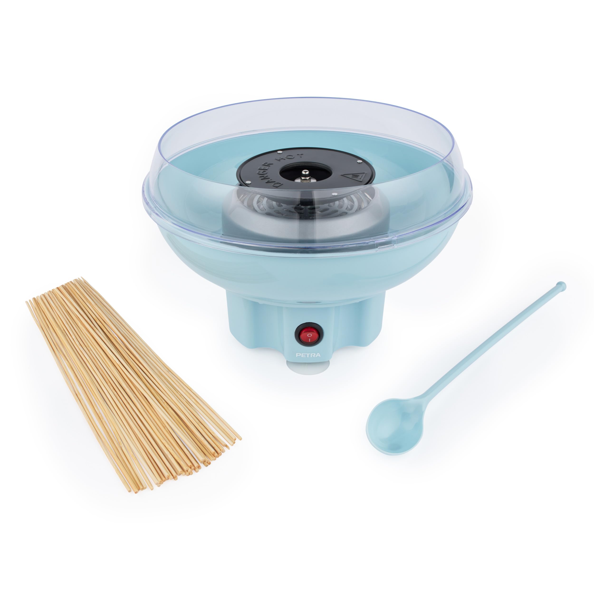 Petra Machine à Barbe à Papa, Sans BPA, 50 bâtonnets & cuillère doseuse Incluse, Utilisez du Sucre Ordinaire ou Bonbons Durs sans Sucre, Appareil Cotton Candy Bleu, Design Rétro , 400W