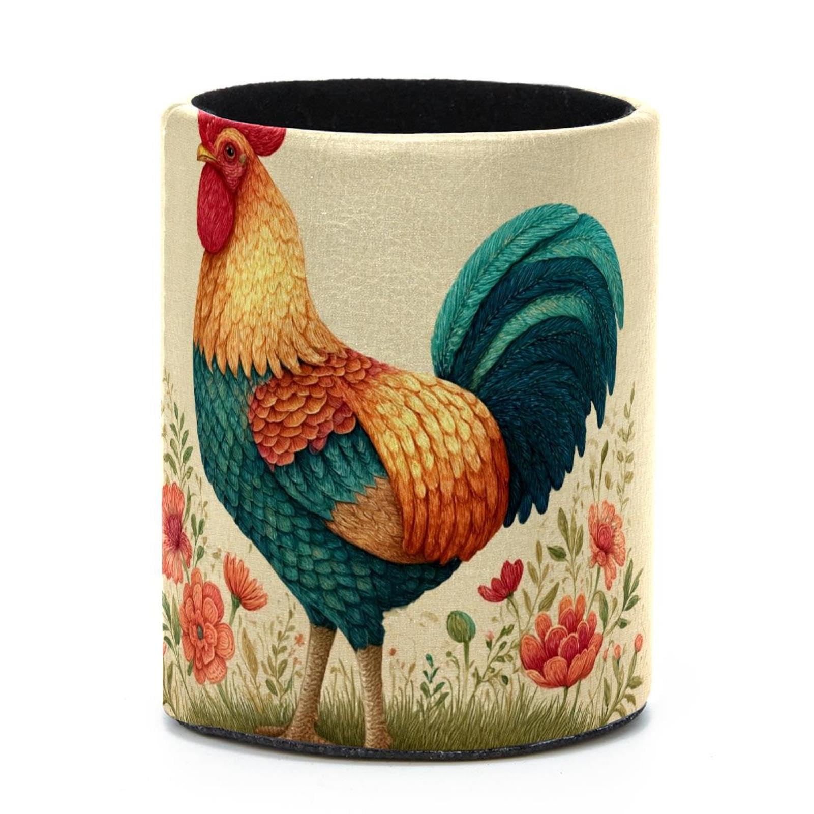 VAPOKF Round Pencil Holders for Desk, Rooster Pen Holders Pen Pot Makeup Brushes Storage Desktop Stationery Supplies Organiser for Home Office