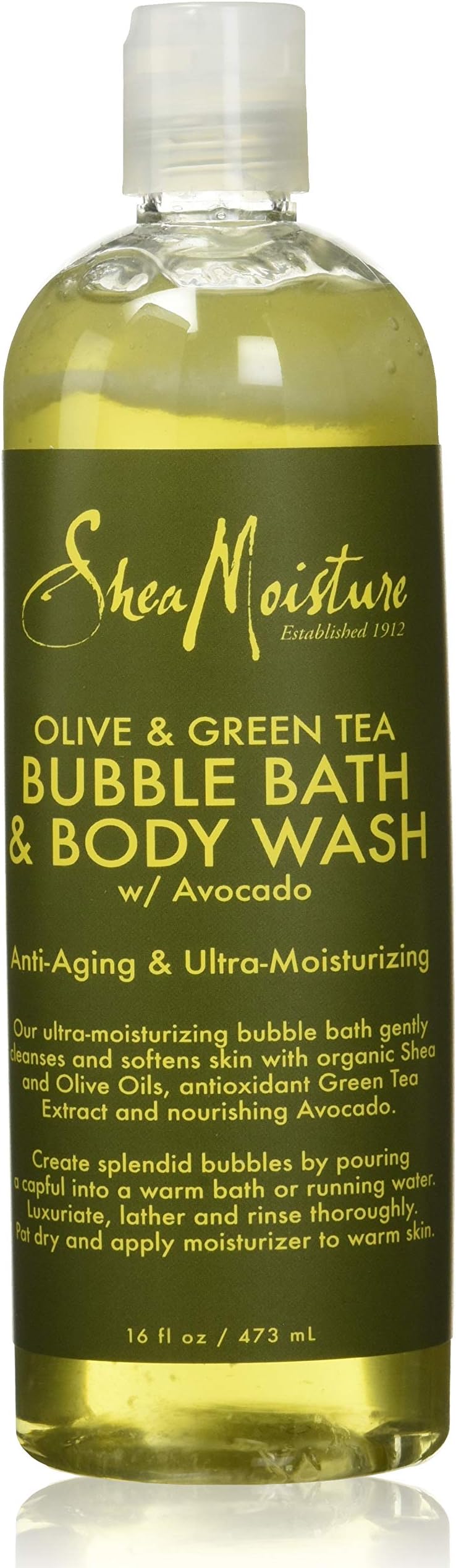 Shea Moisture Olive And Green Tea Bubble Bath Body Wash Anti-Aging And Ultra-Moisturizing For Unisex, 473 ml