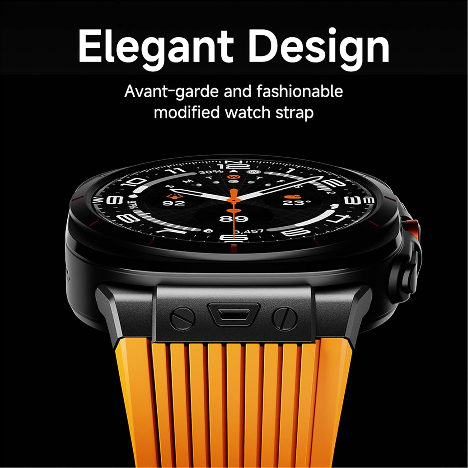 Watch Band for Samsung Galaxy Watch Ultra Band 47mm, Men Luxury Silicone Soft Strap with Metal Connector & Foldable Buckle, Rubber Sport Band Galaxy 7 Ultra