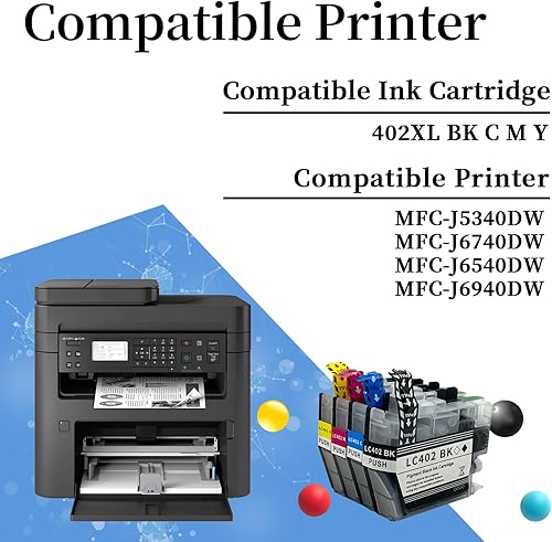 Miniatura 2 de 402XL LC 402 Cartuchos de tinta de alto rendimiento para Brother 402XL LC 402 cartuchos de tinta compatibles con impresoras Brother MFC-J5340DW