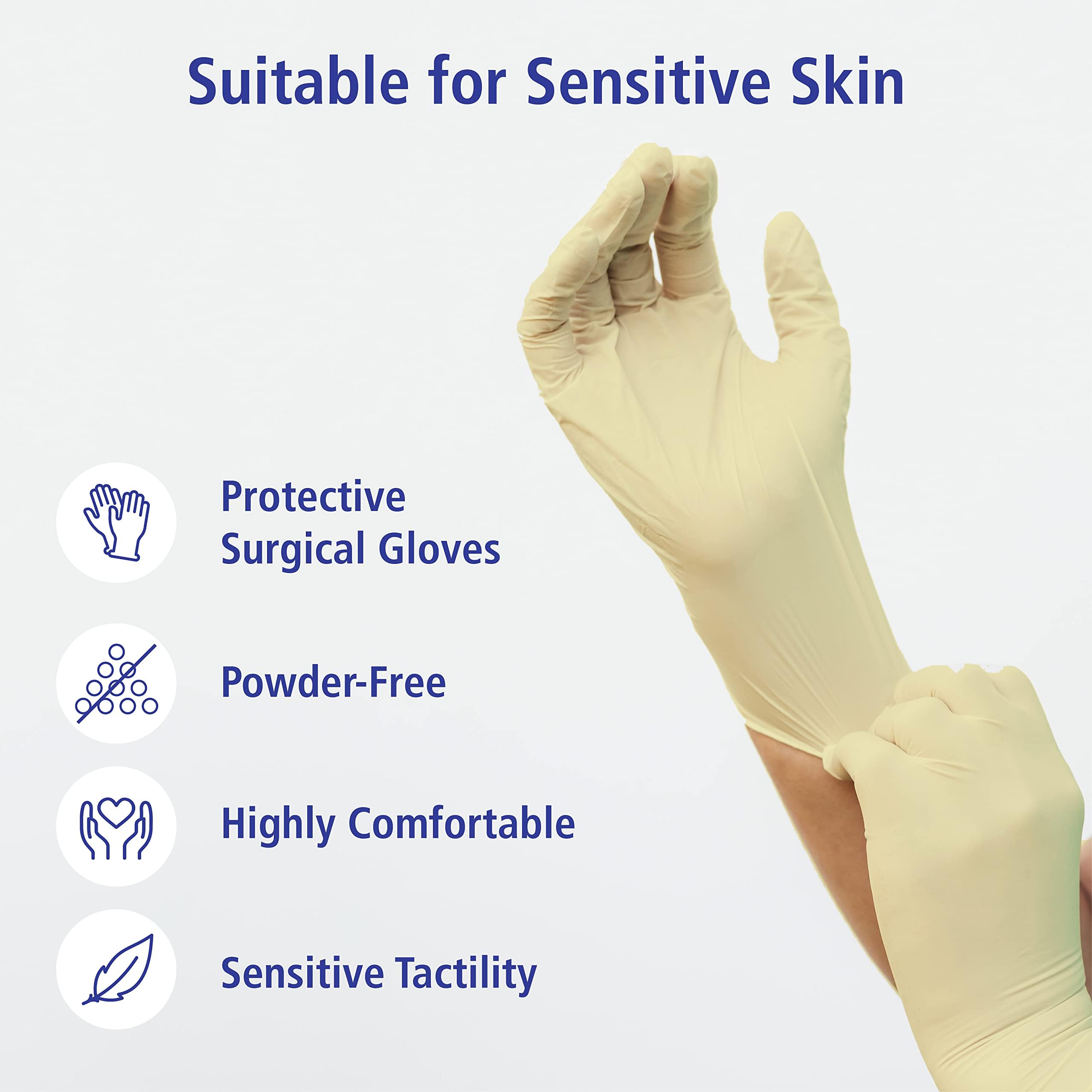 Meditrade Gentle Skin Superior OP-OP-Handschuhe – Latex, puderfrei, steril, Einweg – PSA für Operationen und medizinische Untersuchungen – Natur – Größe 5,5 – 50 Paar